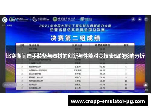 比赛期间选手装备与器材的创新与性能对竞技表现的影响分析