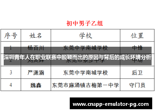 深圳青年人在职业联赛中脱颖而出的原因与背后的成长环境分析