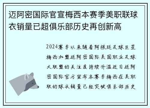 迈阿密国际官宣梅西本赛季美职联球衣销量已超俱乐部历史再创新高